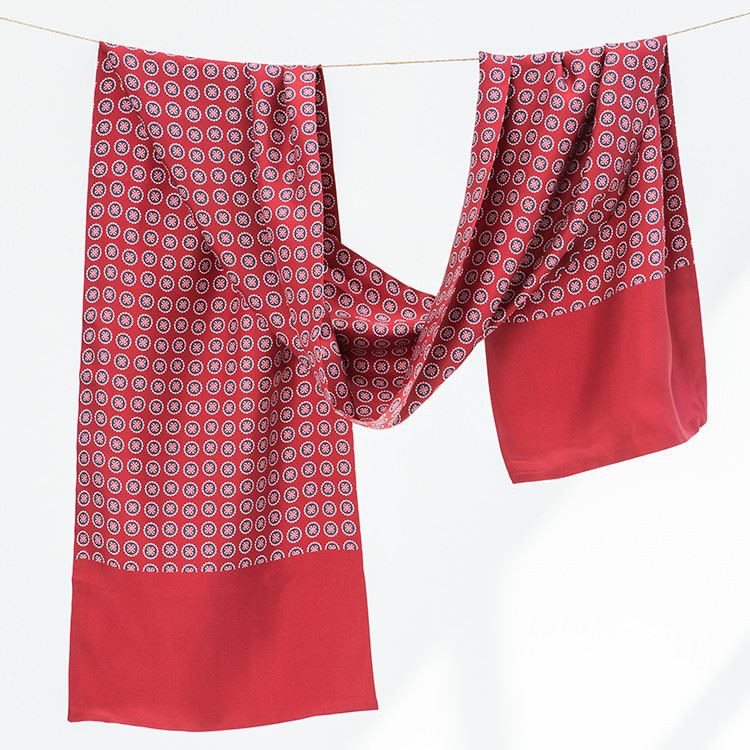 Vintage Digital Print Long Silk Scarf 